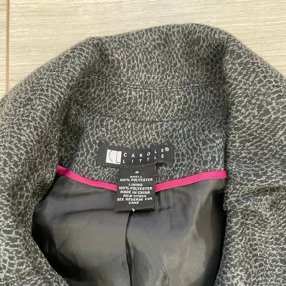 CAROLE LITTLE-black/gray animal print buttoned lined blazer jacket Small - Picture 3 of 7